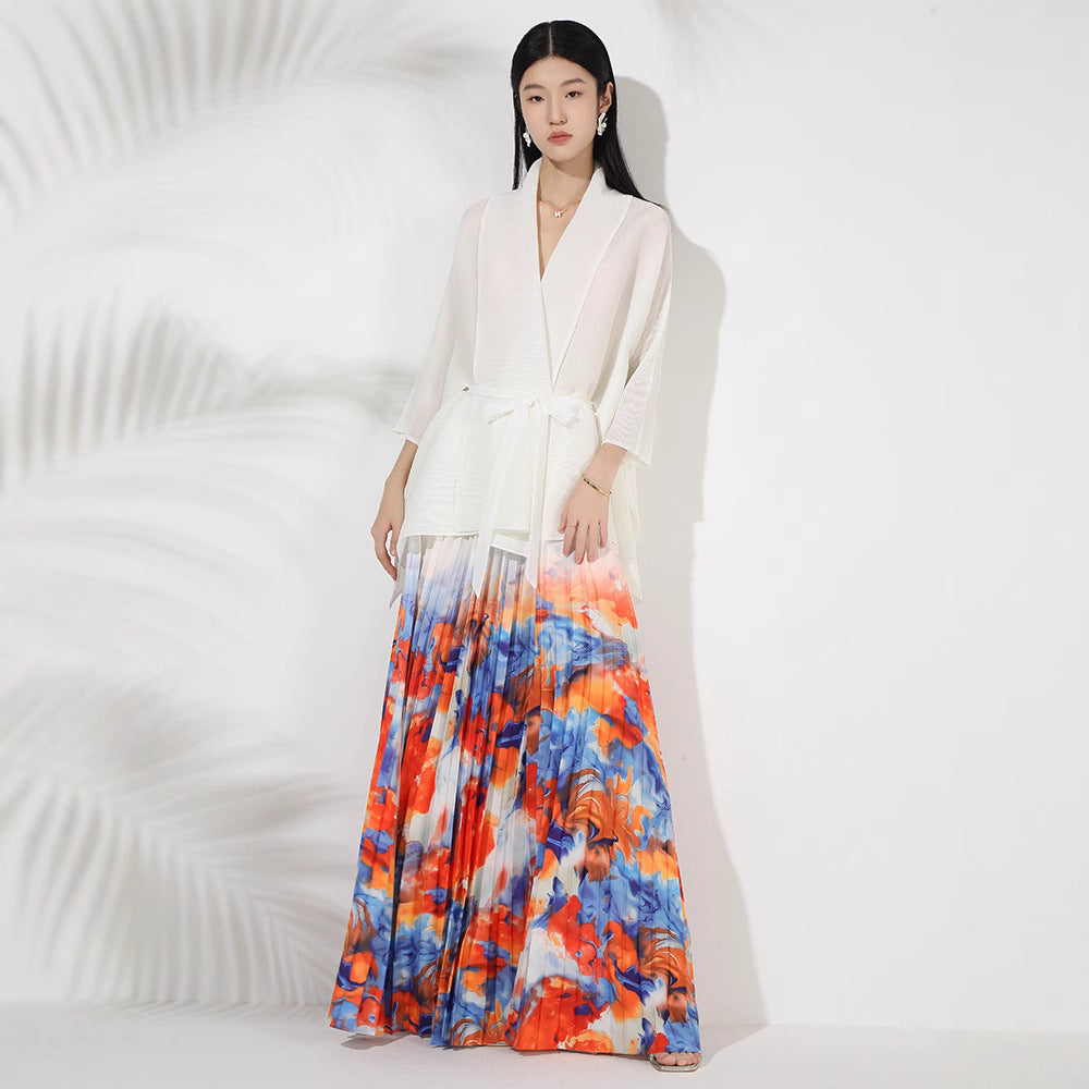 WezelBezel Pleated Lapel Midi Dress