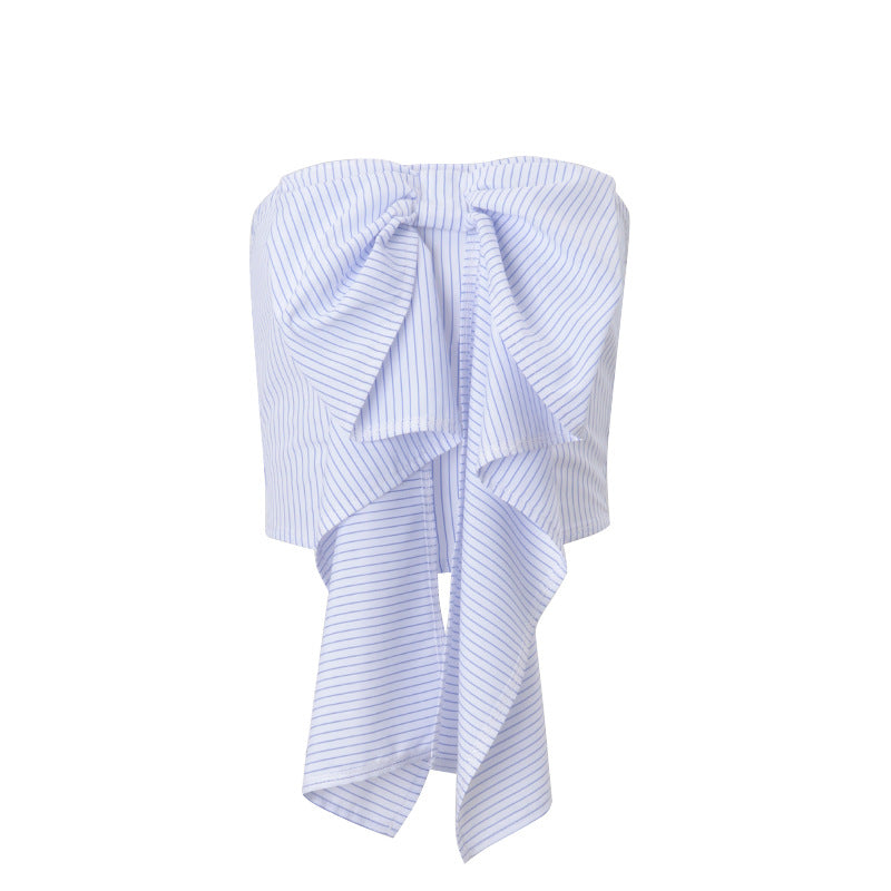 WezelBezel Striped Bow Tube Vest