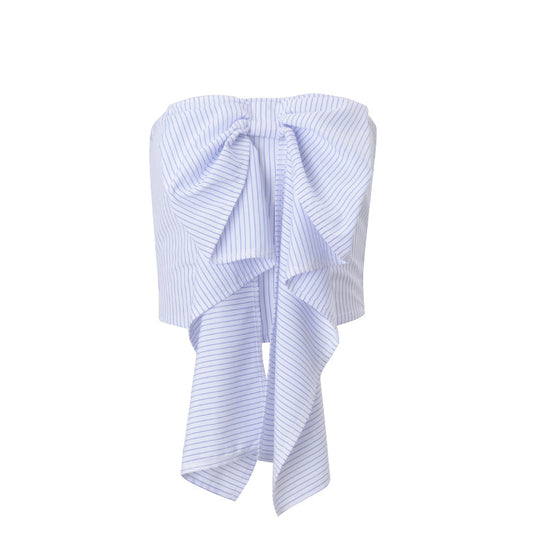 WezelBezel Striped Bow Tube Vest