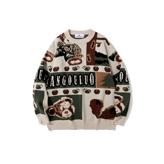 WezelBezel Retro Color-Block Knit Sweater