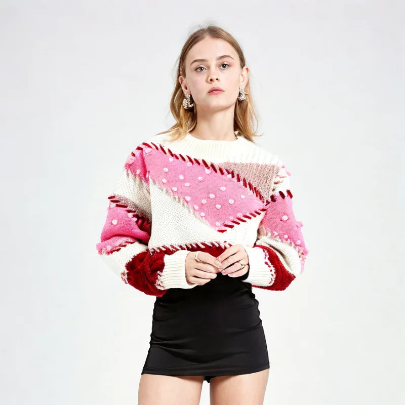 WezelBezel Pink Knit Pullover - Long Sleeve