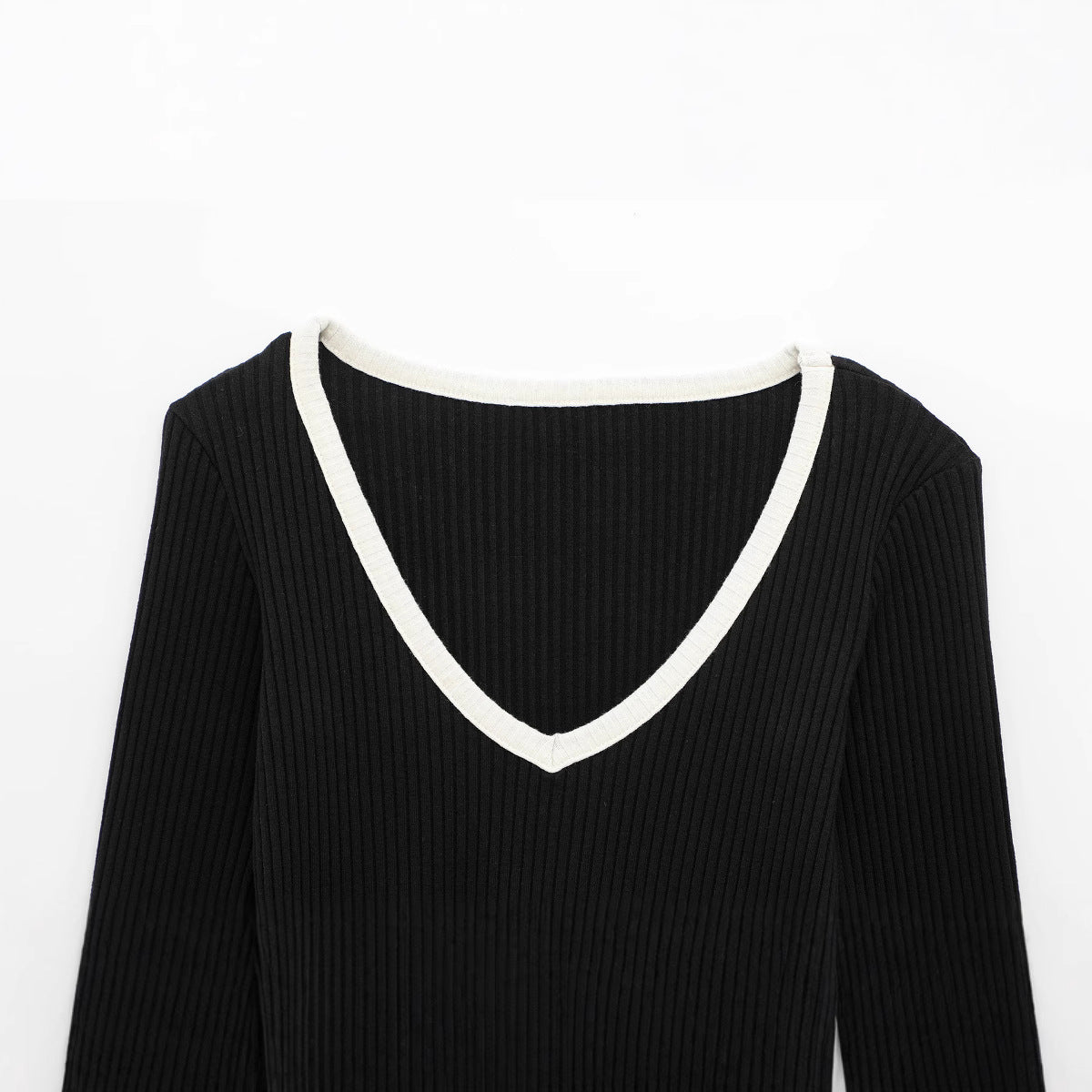 WezelBezel V-Neck Striped Knit Sweater