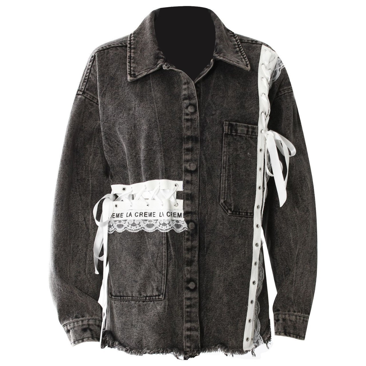 WezelBezel Ribbon Trim Denim Jacket