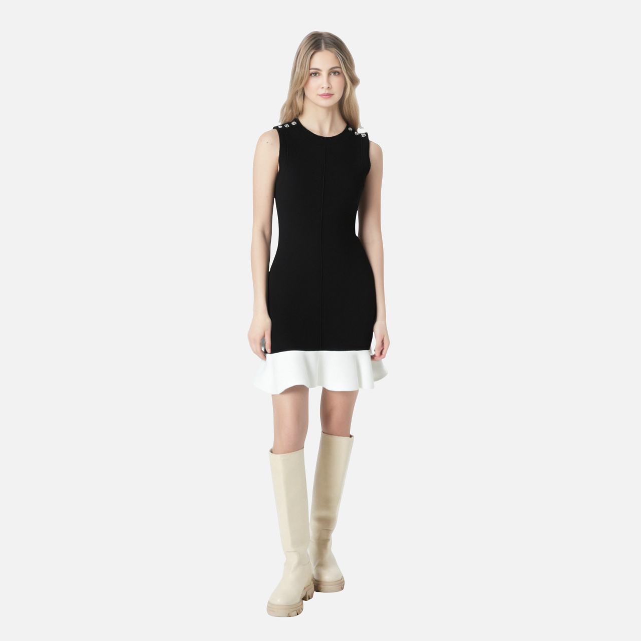 WezelBezel Sleeveless Ruffle Knit Dress