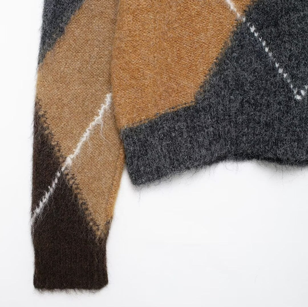 WezelBezel Plaid Contrast Knit Dress