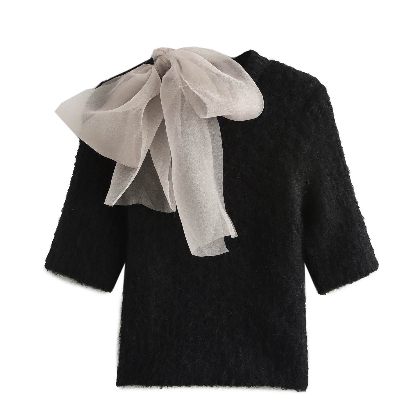 WezelBezel Sheer Bow Knit Top