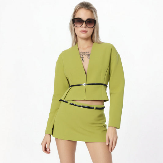 WezelBezel Shirt and Skirt Set - Waist Belt Style