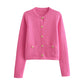 WezelBezel Button Decoration Cardigan - Small Fragrant Style