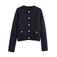 WezelBezel Button Decoration Cardigan - Small Fragrant Style