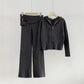 WezelBezel Zipper Cardigan Set - Casual Knit Pants