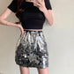 WezelBezel Sequin Pleated Midi Skirt