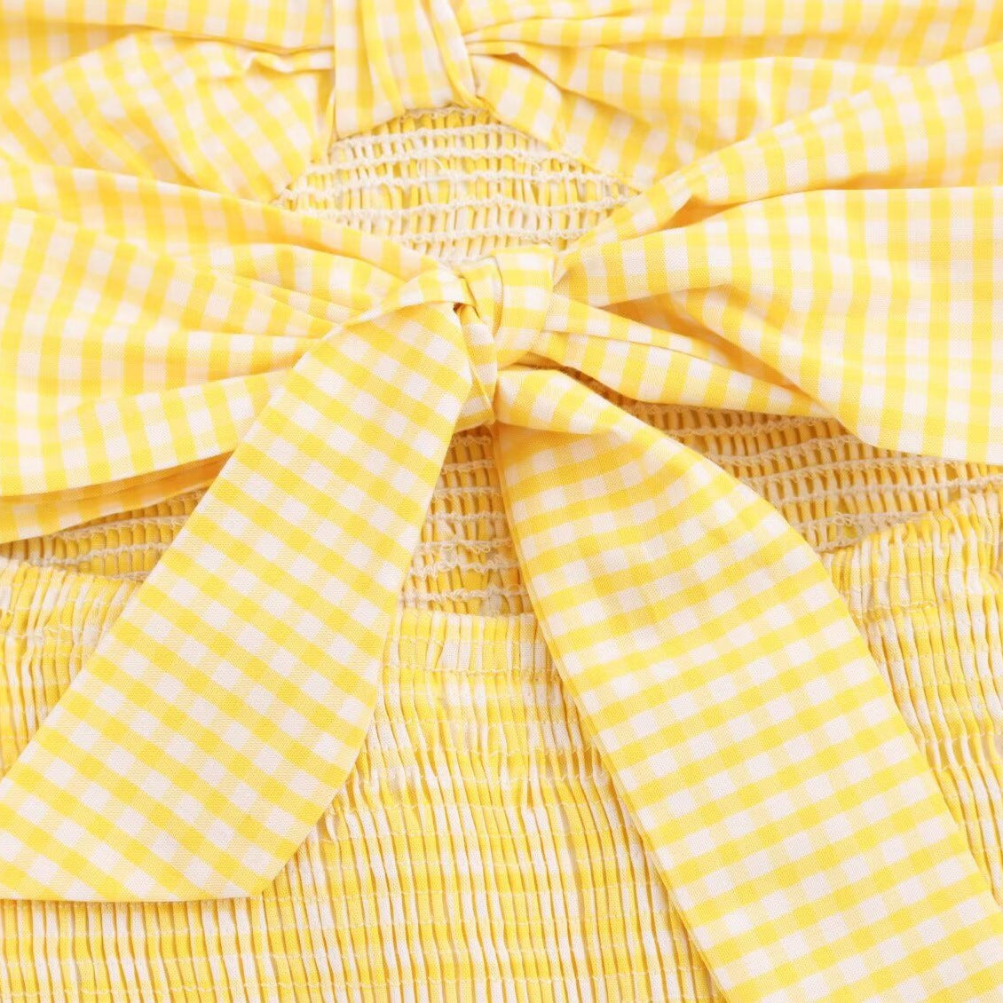 WezelBezel Plaid Bow Strapless Dress