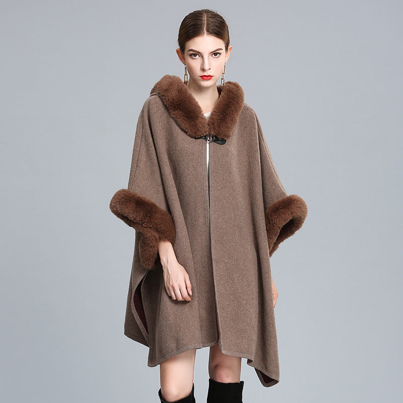 WezelBezel Woolen Coat - Hooded Shawl Cape