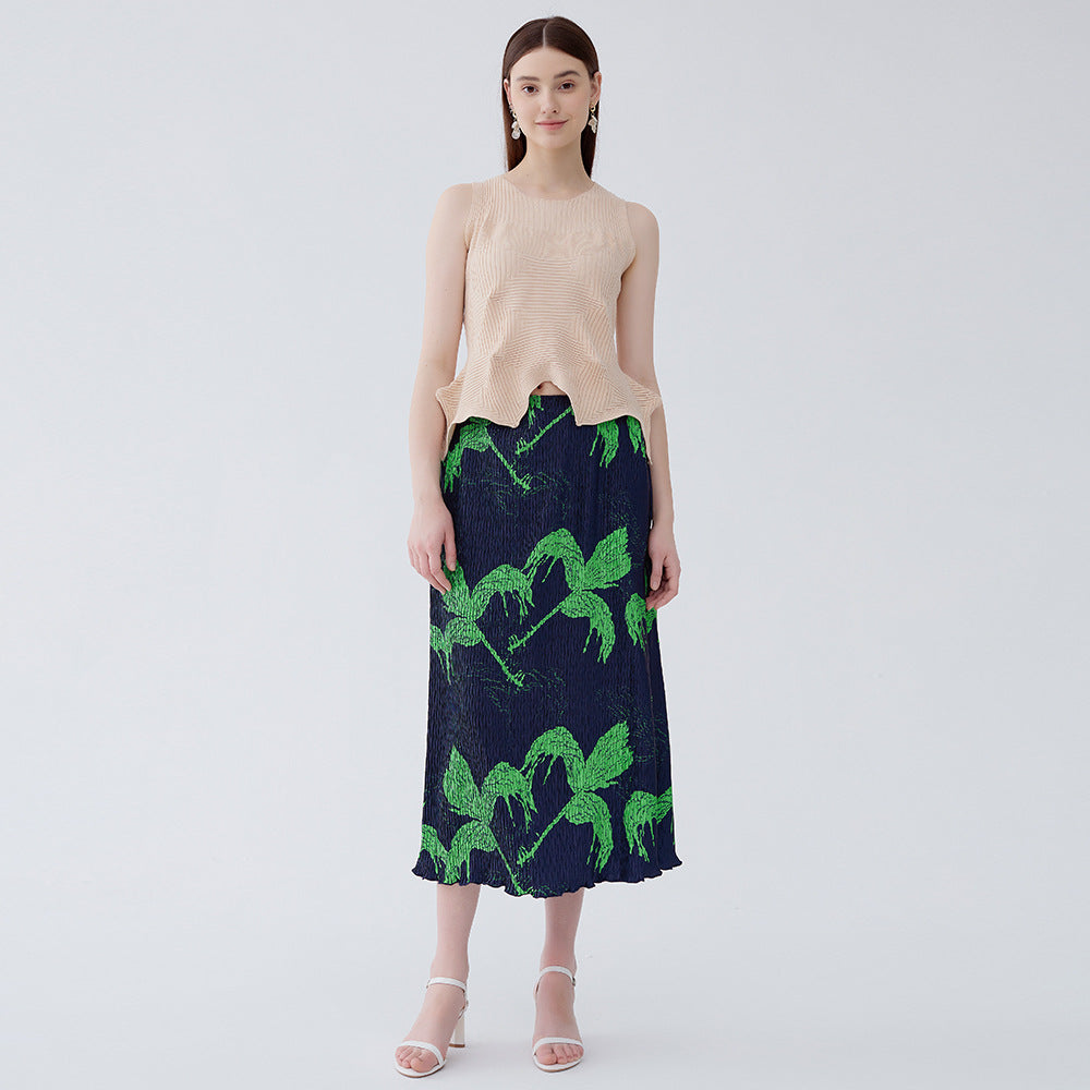 WezelBezel Pleated Printed Skirt