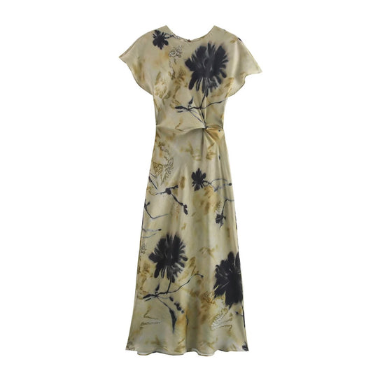 WezelBezel Printed Dress - Silk Satin Texture