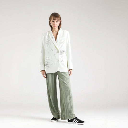WezelBezel Rhinestone Suit Jacket - Irregular Style