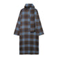 WezelBezel Scarf Collar Coat - Plaid Long Style