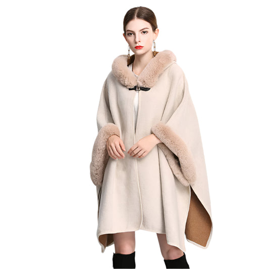 WezelBezel Woolen Coat - Hooded Shawl Cape