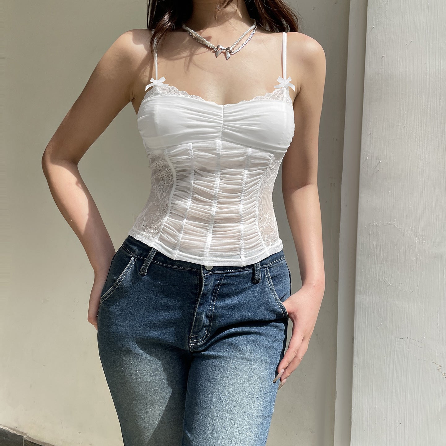 WezelBezel Pleated Waist Base Tee