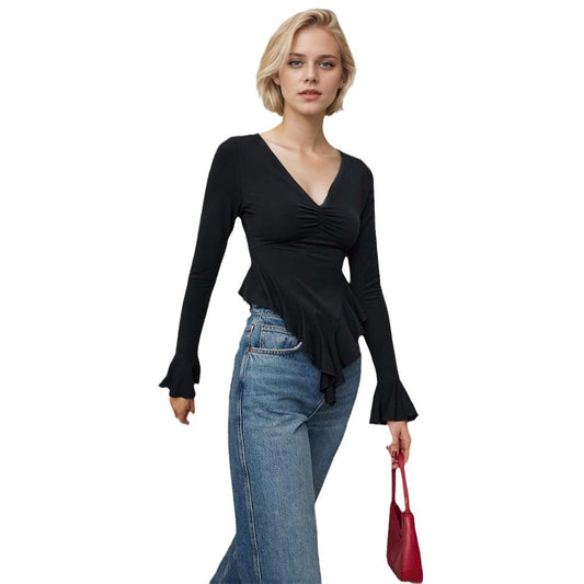 WezelBezel Irregular Slim Top - V-neck Design