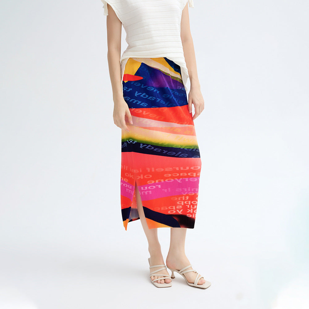 WezelBezel Printed Slit Letter Skirt