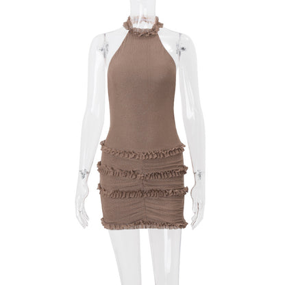 WezelBezel Sequin Backless Halter Dress