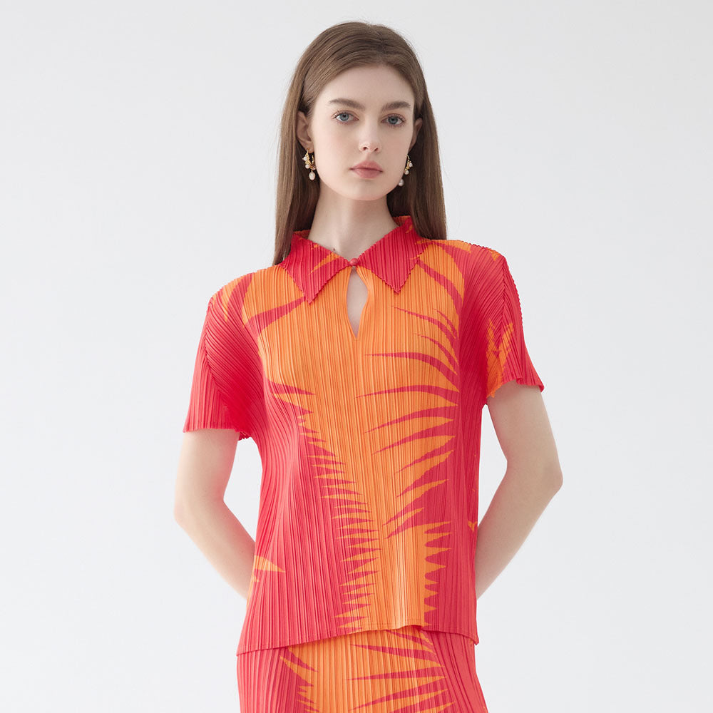 WezelBezel Pleated Split Skirt Set