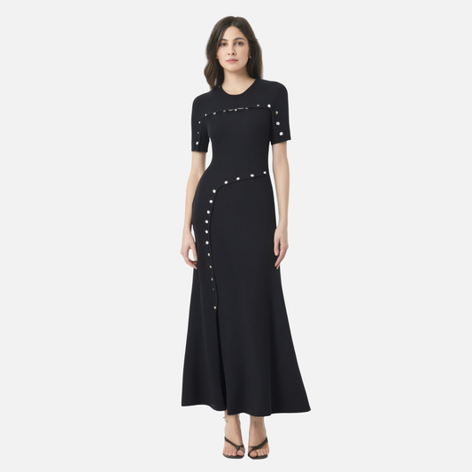 WezelBezel Button Front Slit Dress