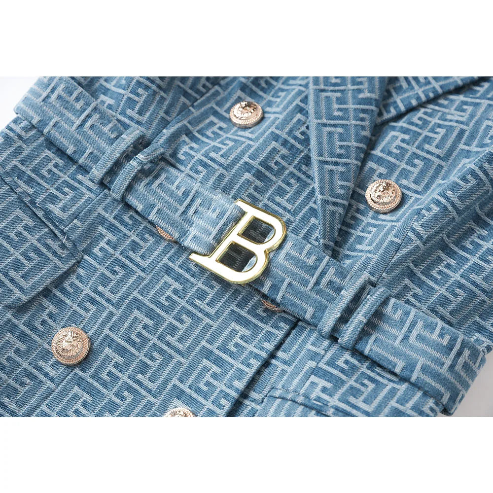 WezelBezel Slim Fit Dress - Jacquard Denim Style