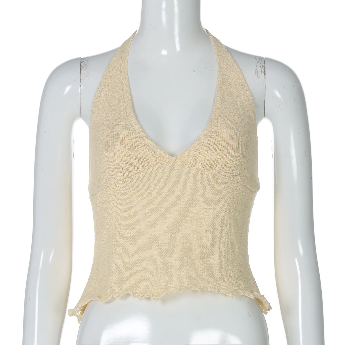 WezelBezel V-Neck Backless Tie Top