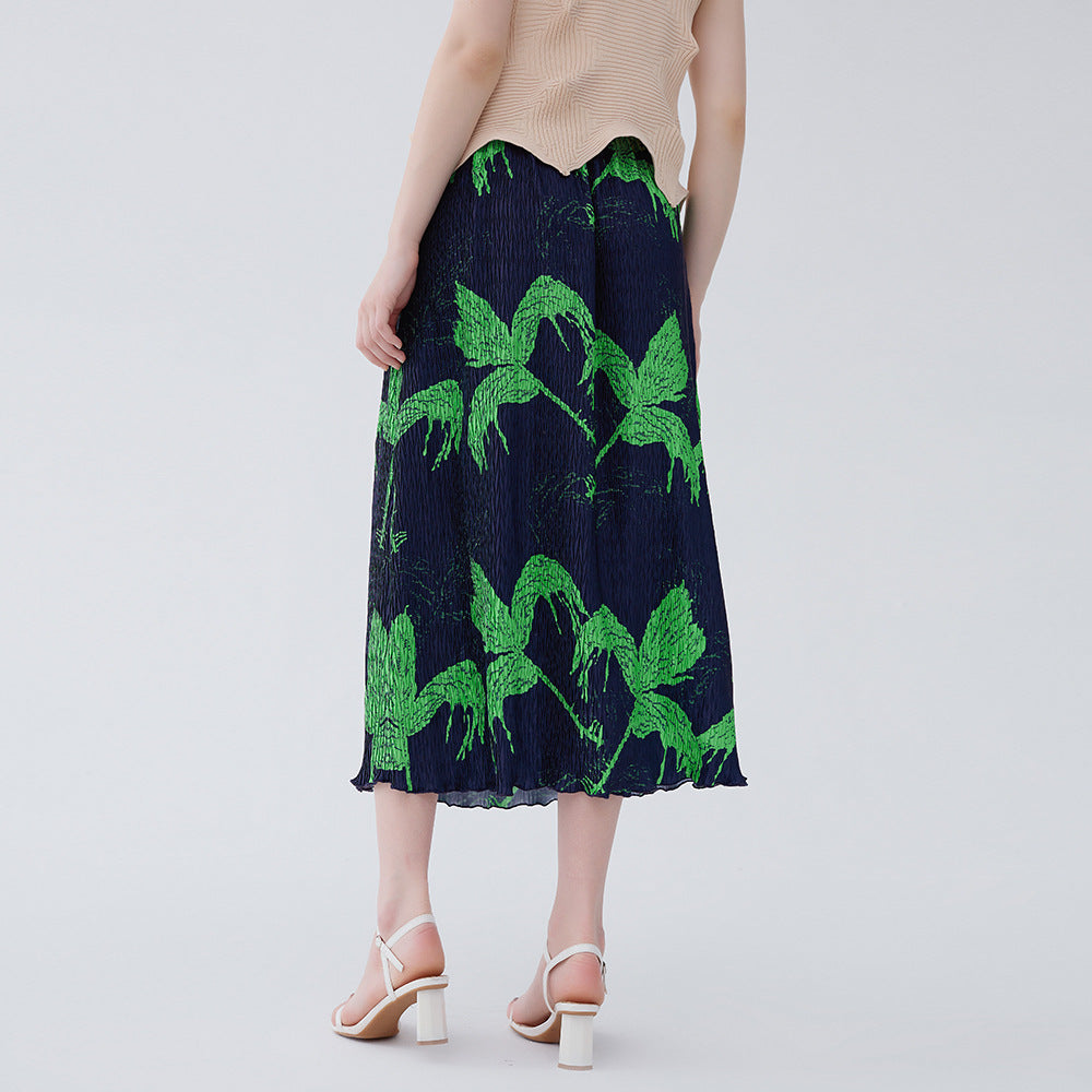 WezelBezel Pleated Printed Skirt
