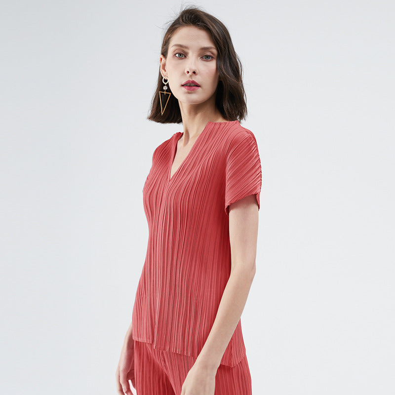 WezelBezel Pleated T-Shirt & Pants Set