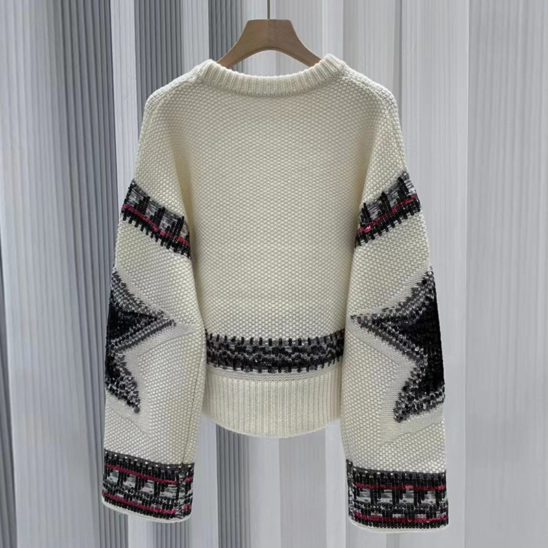 WezelBezel Sequin Cashmere Knit Sweater