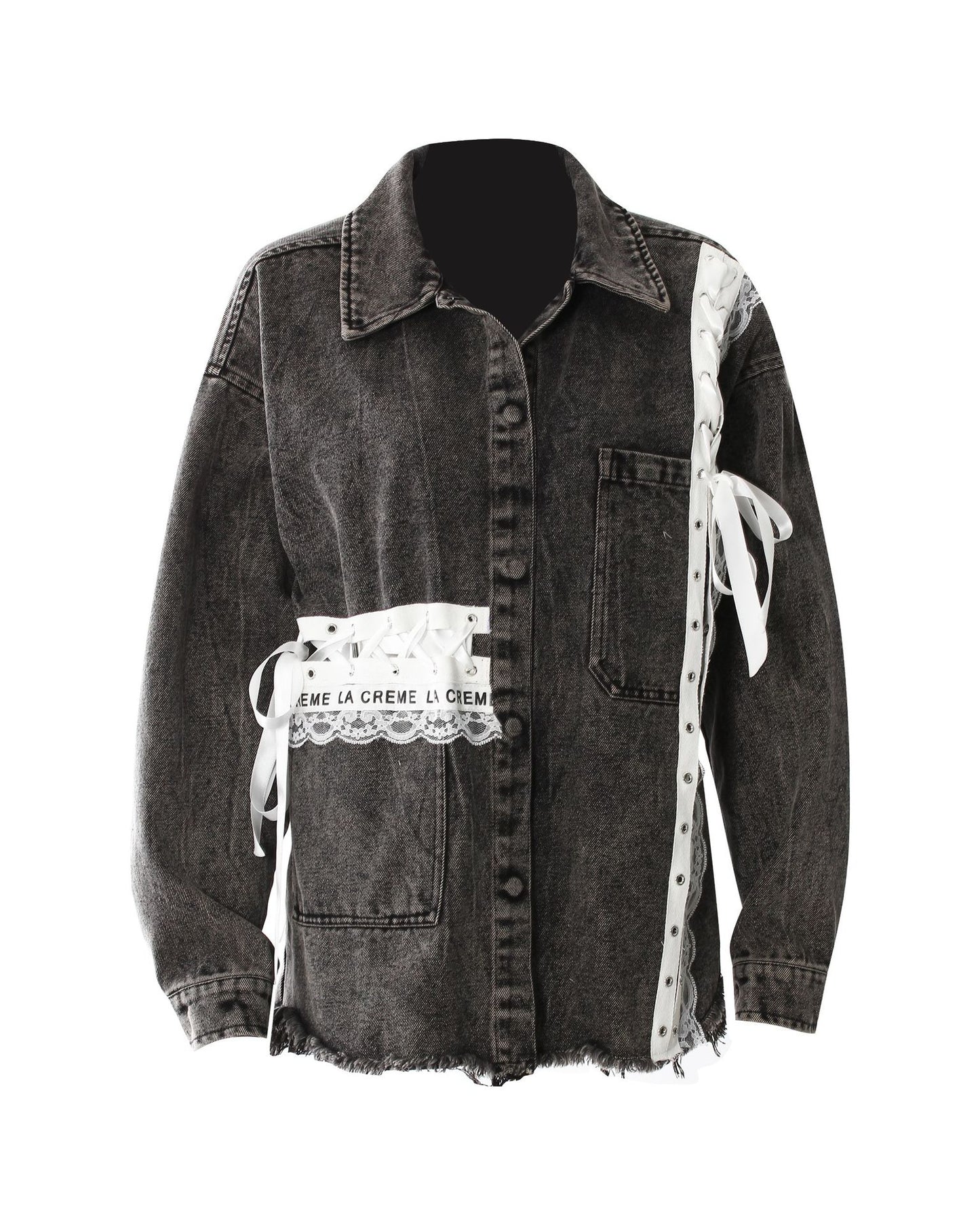 WezelBezel Ribbon Trim Denim Jacket