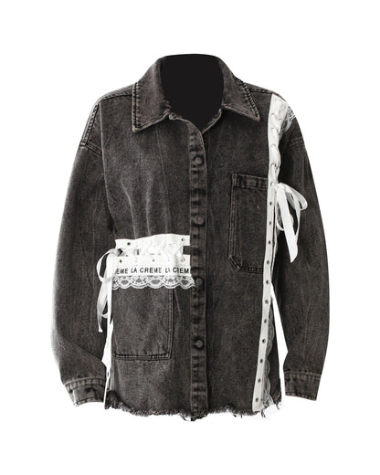WezelBezel Ribbon Trim Denim Jacket