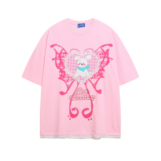 WezelBezel Plush Letter Tee – Pink