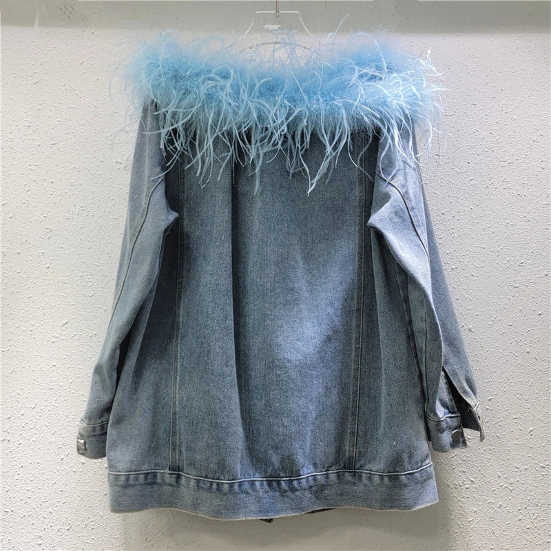 WezelBezel Denim Coat - Slash Neck Style