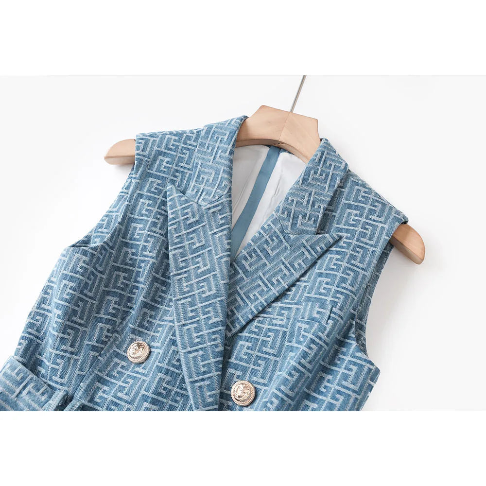 WezelBezel Slim Fit Dress - Jacquard Denim Style