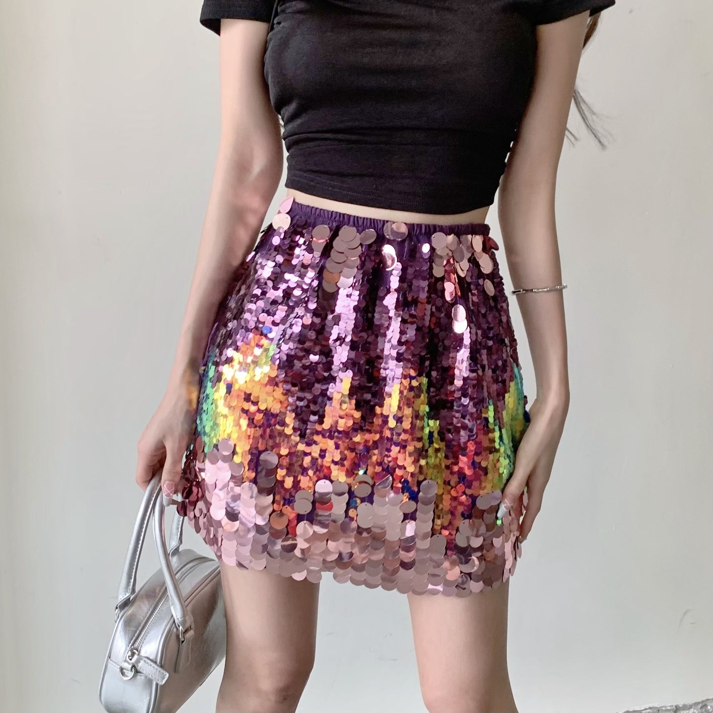 WezelBezel Sequin Pleated Midi Skirt