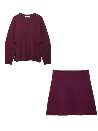 WezelBezel Cardigans and Skirt Set - Fashion Style