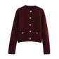 WezelBezel Button Decoration Cardigan - Small Fragrant Style