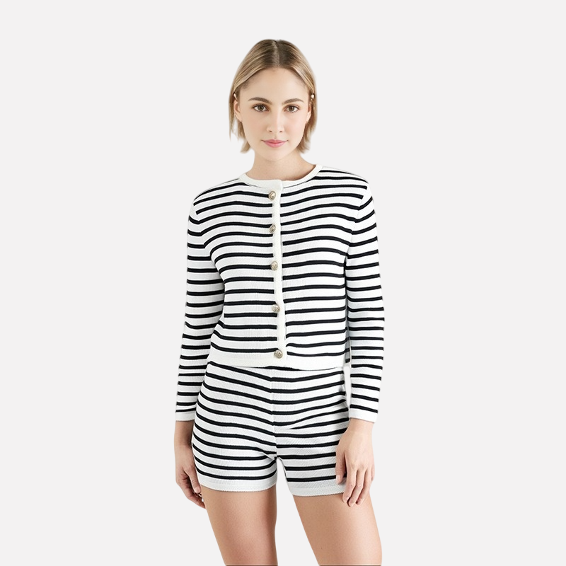 WezelBezel Striped Knit Casual Sweater