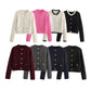 WezelBezel Button Decoration Cardigan - Small Fragrant Style