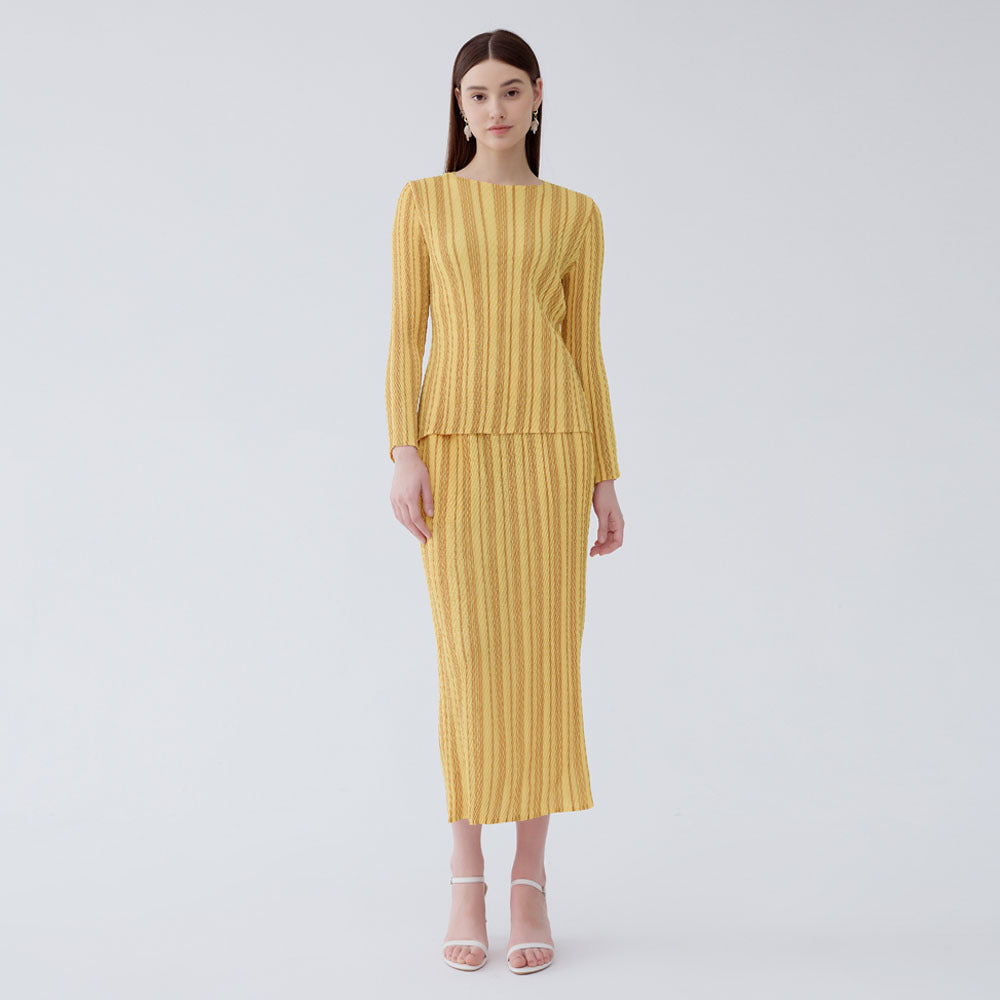 WezelBezel Striped Pleated Skirt Set