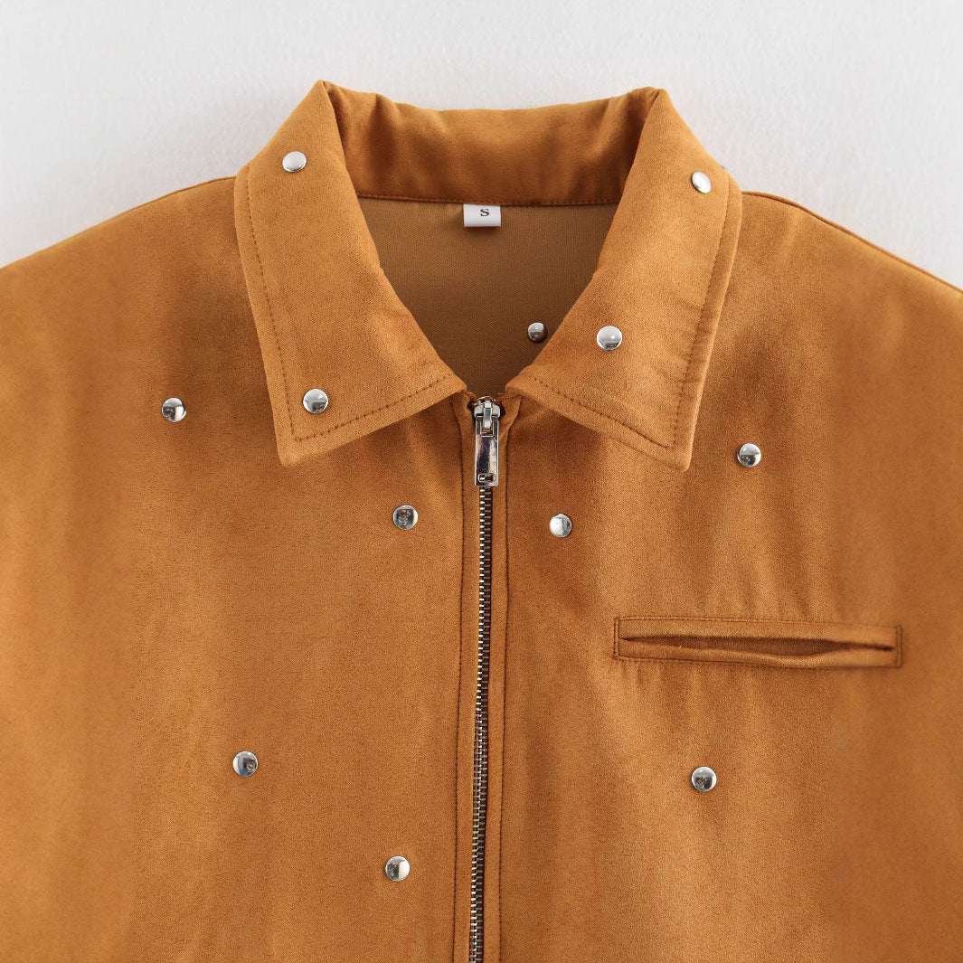WezelBezel Suede Jacket - Rivet Decoration