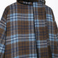 WezelBezel Scarf Collar Coat - Plaid Long Style