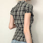 WezelBezel Checkered Puff Sleeve Shirt
