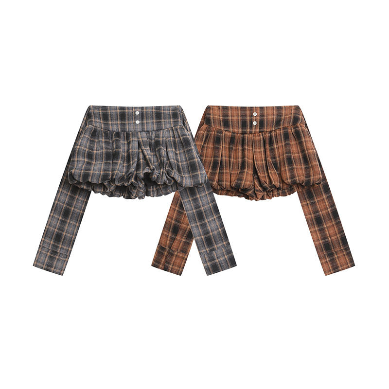 WezelBezel Spliced Puff Sleeve Pants