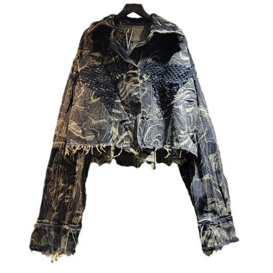 WezelBezel Tweed Trim Denim Jacket – Elegant & Modern