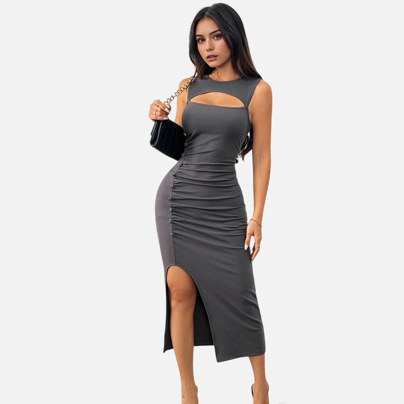 WezelBezel Slit Midi Knit Dress